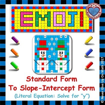 Preview of EMOJI - SLOPE - Solve for "y" (Change Standard Form to Slope-Intercept Form)