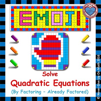Preview of EMOJI - Solve Quadratic Equations By Factoring (Already Factored)