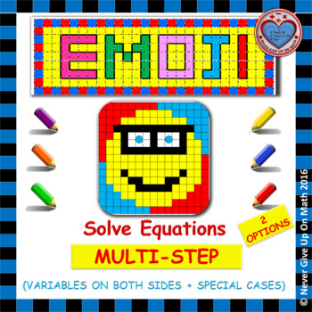 Preview of EMOJI - Solving Equations with Variables Both Sides & Special Cases (2 options)