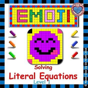 Preview of EMOJI - Solving Literal Equations Level 1