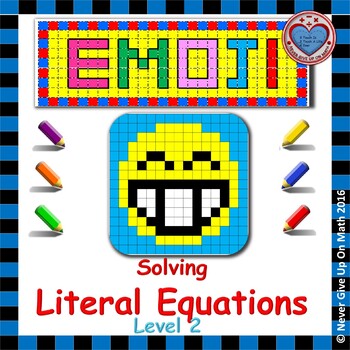 Preview of EMOJI - Solving Literal Equations Level 2