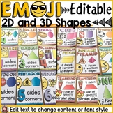 EMOJI THEMED: (EDITABLE) 2D AND 3D SHAPES: CLASS DECOR
