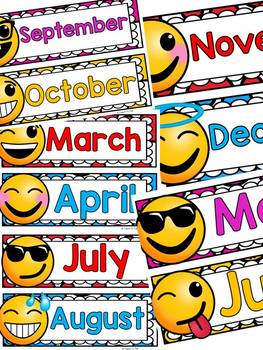EMOJI THEMED: (EDITABLE) MONTHS OF THE YEAR: CLASS DECOR by Teach To Tell
