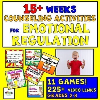 Preview of 15+ Weeks of Activities for  EMOTIONAL REGULATION; Videos, Games, Worksheets!
