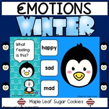 Preview of EMOTIONS & FEELINGS GAME *** PENGUIN FACES *** WINTER *** GOOGLE SLIDES