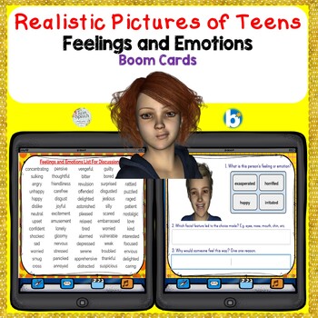 Preview of Teenage Facial Expressions-Recognizing Feelings & Emotions BOOM CARDS™