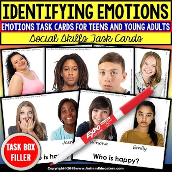 Preview of EMOTIONS Teens and Young Adults Task Cards “Task Box Filler” Special Education