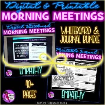 Preview of EMPATHY Social Emotional Learning Character Ed Morning Meeting BUNDLE