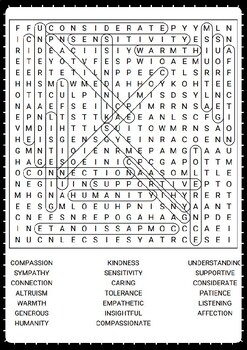 EMPATHY Word Search Puzzle No prep Activity Worksheet Morning Work by ...
