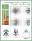EMPIRE STATE BUILDING Word Search Puzzle Worksheet Activity