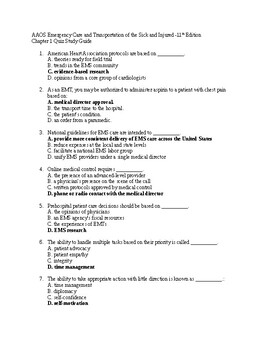 emergency care and transportation of the sick and injured answer key