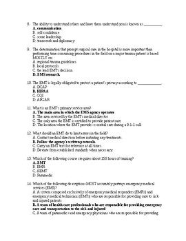 free national emt practice test questions