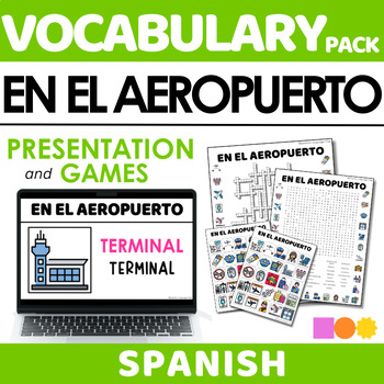 Preview of EN EL AEROPUERTO Vocabulary Game Pack-Word Search, Crossword & Bingo