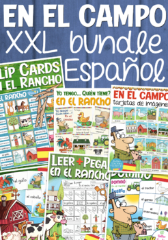 Preview of EN EL CAMPO (on the farm) Spanish BUNDLE of vocabulary worksheets / games + more