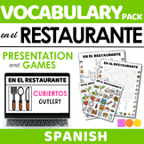 EN EL RESTAURANTE Vocabulary Game Pack-Word Search, Crossw