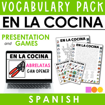 Preview of EN LA COCINA Vocabulary Game Pack - Word Search, Crossword & Bingo