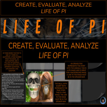 Preview of END OF NOVEL PROJECT LIFE OF PI | CREATE, EVALUATE, ANALYZE | END OF THE YEAR