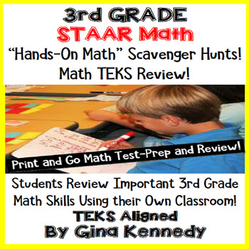 Preview of 3rd Grade STAAR Math Test-Prep, Scavenger Hunts in Your Own Classroom!