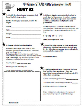 4th Grade STAAR Math Test-Prep, Scavenger Hunts in Your Own Classroom!