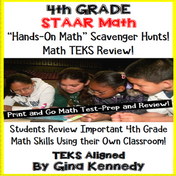 Preview of 4th Grade STAAR Math Test-Prep, Scavenger Hunts in Your Own Classroom!