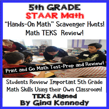 Preview of 5th Grade STAAR Math Test-Prep, Scavenger Hunts in Your Own Classroom!