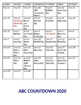 Preview of END OF THE YEAR ABC COUNTDOWN 2020 EDITABLE