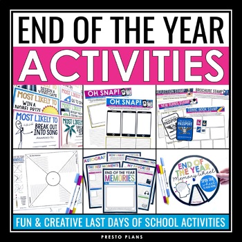 Preview of End of the Year Activity Bundle - Reflection Activities, Assignments, and Awards