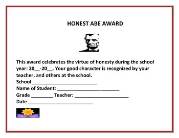 Preview of END OF THE YEAR AWARD: HONESTY
