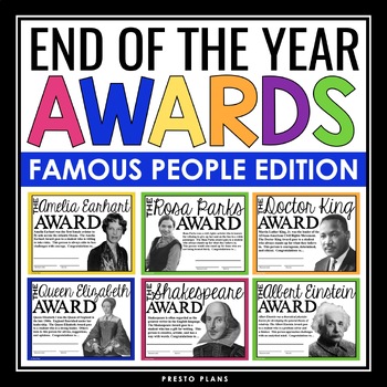Preview of End of the Year Awards - Famous People Edition Student Award Certificates