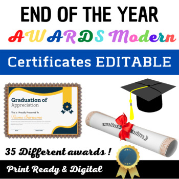 Preview of END OF THE YEAR AWARDS Certificates Editable