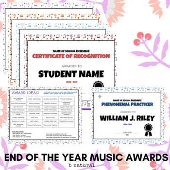Preview of END OF THE YEAR AWARD TEMPLATE FOR MUSIC/BAND CLASS