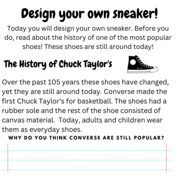 Preview of END OF THE YEAR- "Design a sneaker for the FUTURE!"