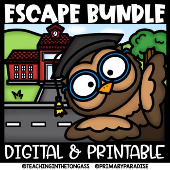 Preview of End of the Year Escape Room Math & ELA Activities Printable & Digital BUNDLE