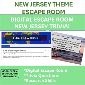Preview of END OF THE YEAR NEW JERSEY TRIVIA DIGITAL ESCAPE ROOM! Countdown to SUMMER!