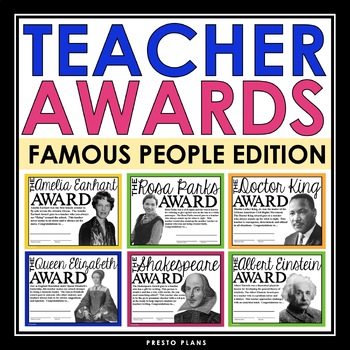 End Of The Year Awards For Teacher Staff Member Famous People By Presto Plans