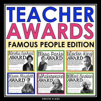 Preview of End of the Year Teacher Awards - Famous People School Staff Award Certificates