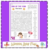 END OF THE YEAR Word Search Puzzle Handout Fun Activity
