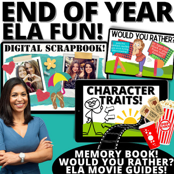 Preview of END OF YEAR FUN ACTIVITIES MEMORY BOOK WOULD YOU RATHER LITERARY MOVIE GUIDES