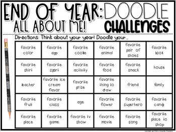 END OF YEAR Activities, Doodle Challenges