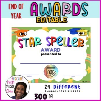 End of the Year Awards Editable Student Awards Class Superlatives