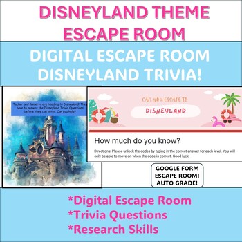 Preview of END OF YEAR DISNEYLAND TRIVIA DIGITAL ESCAPE ROOM ALL AGES!