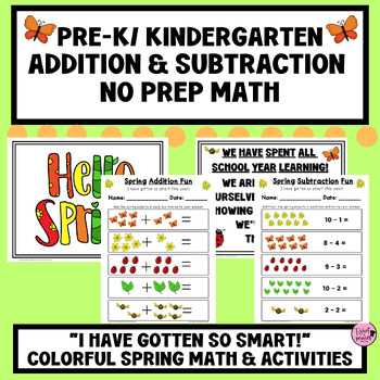 Preview of SPRING END OF YEAR Math Pre-K and Kindergarten 0-10 Addition & Subtraction