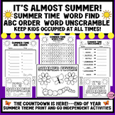 END OF YEAR SUMMER THEME Word Find ABC Order and Color She