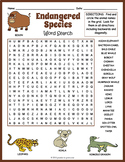 ENDANGERED ANIMAL SPECIES Word Search Puzzle Worksheet Act