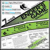ENDER'S GAME Novel Study Unit Plan Lesson Activities PRINT