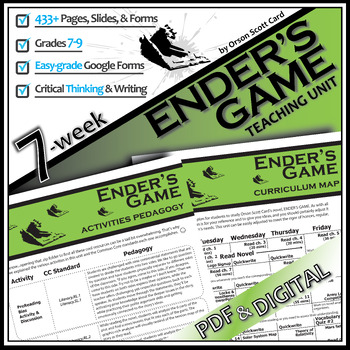 Preview of ENDER'S GAME Novel Study Unit Plan Lesson Activities PRINT & DIGITAL Prereading