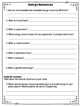 ENERGY RESOURCES Differentiated Science Passages: ENERGY SERIES | TPT