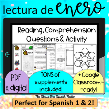 Preview of Spanish WINTER CI Reading Comprehensible Input nonfiction JANUARY theme