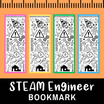 Preview of ENGINEER Bookmark STEAM Doodle  | Makerspace Coloring| Bookmarks to Color