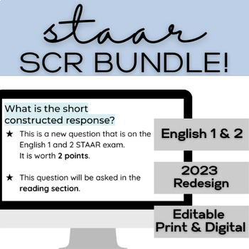 Preview of ENGLISH 1 & 2 STAAR REDESIGN 2023 | Reading SCR Bundle